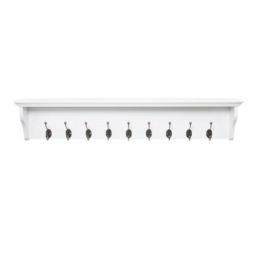 Rosalind Wheeler Arundel 9 Hook Wall Mounted Coat Rack in White